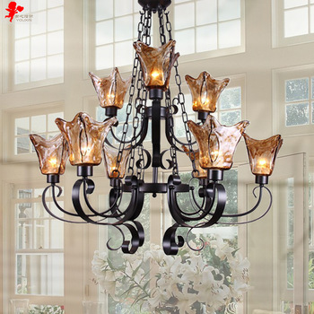 country house lighting 8038-6 +3 h wrought iron chandelier living room lights double european  american PBIILTR