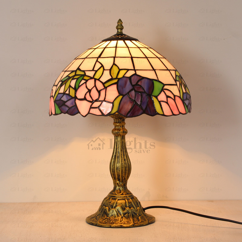 pink and blue rose stained glass tiffany lamps IGFSSAE