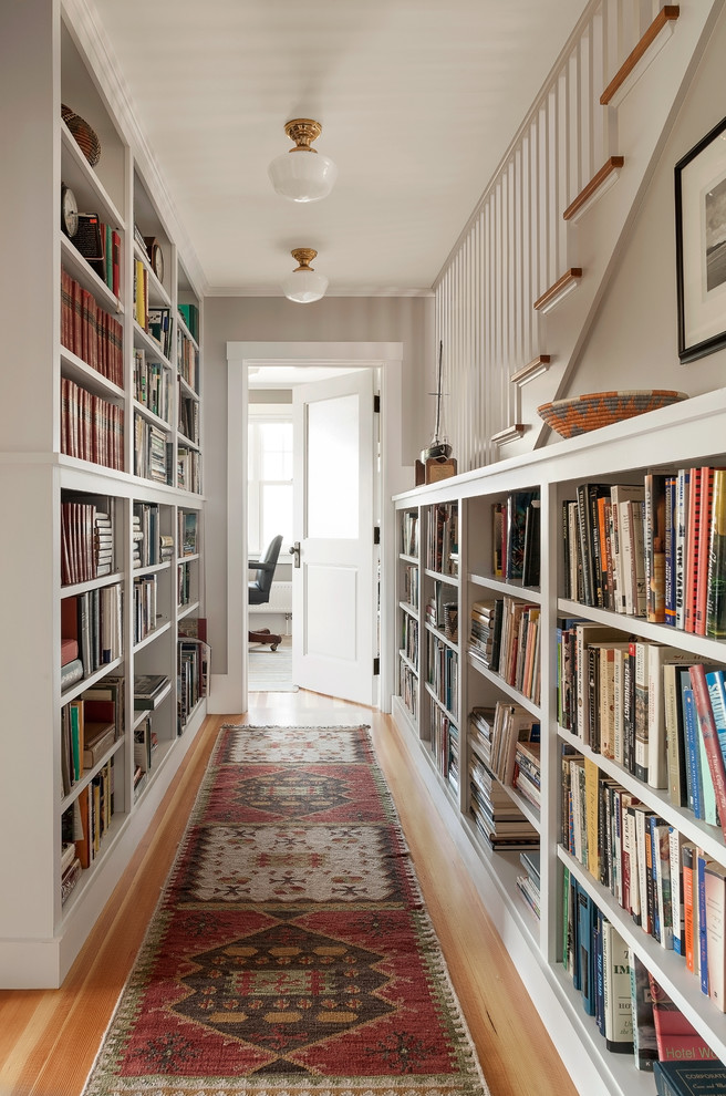 Furnishing ideas for hallway both walls in a long hallway could be used as a home library WJOXCHJ