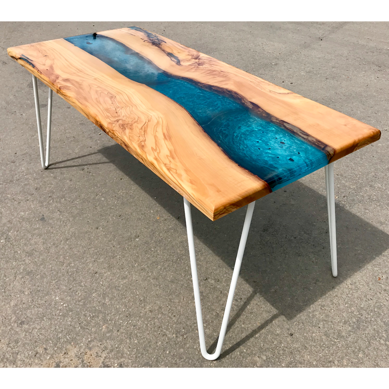 Furniture made of olive wood ... olive wood resin river coffee table - sold thumbnail LXRQOUG