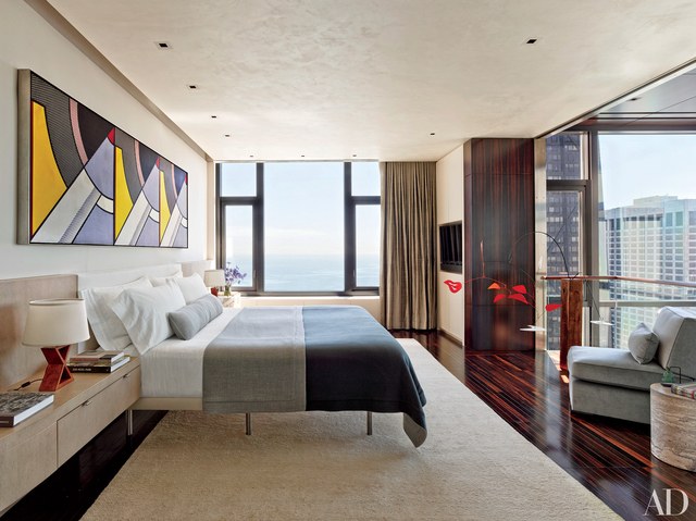 Modern bedrooms chicago bedroom with roy lichtenstein triptych GKJPUON