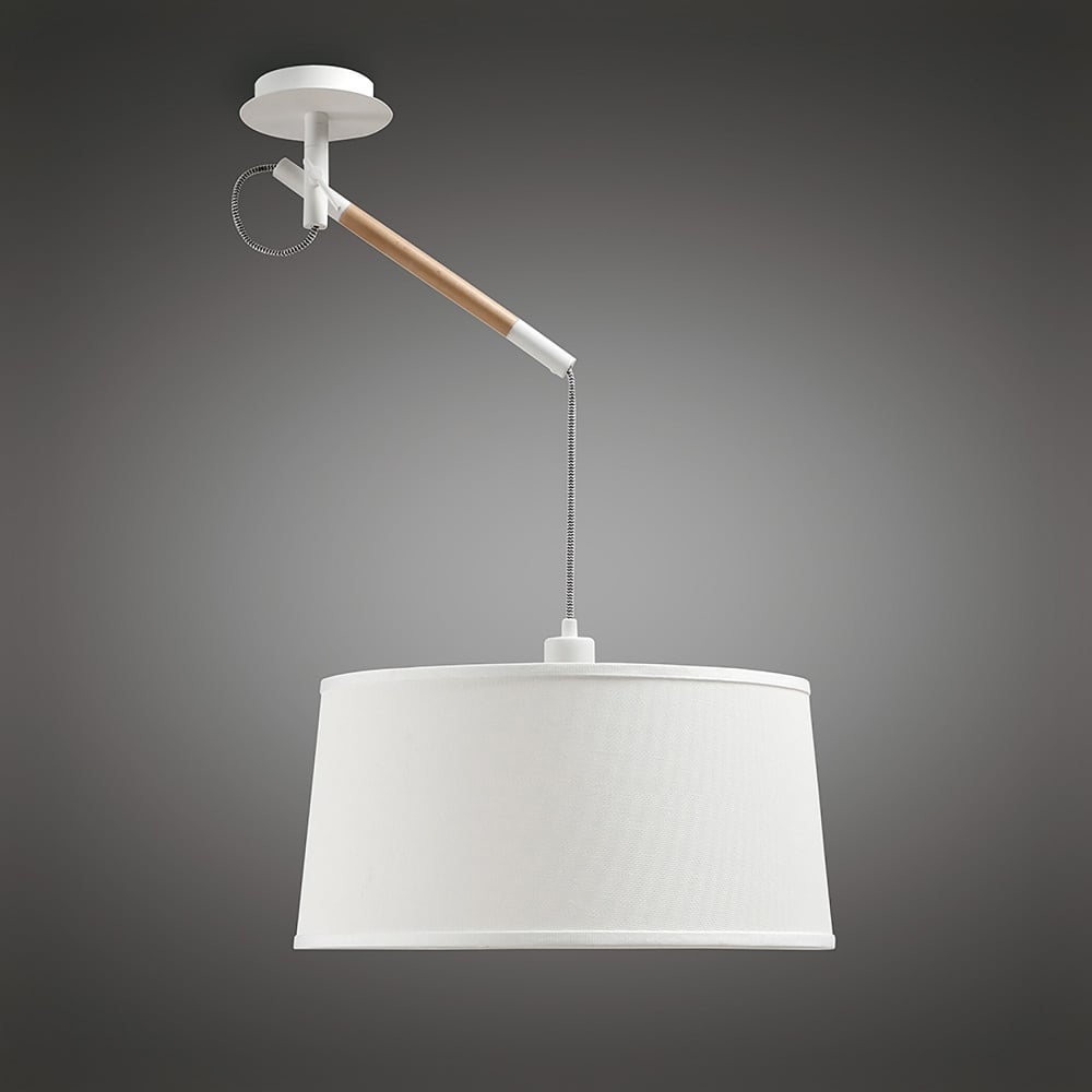 Nordika lamp nordica single light ceiling pendant in white and wood finish GOEPDUT