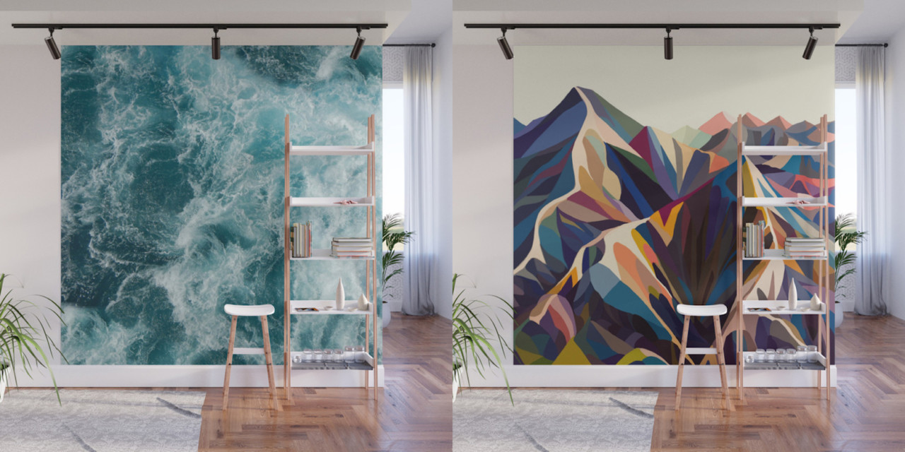 wall murals modern give your home a bold accent wall with society6u0027s new peel + stick wall CXGUCJQ