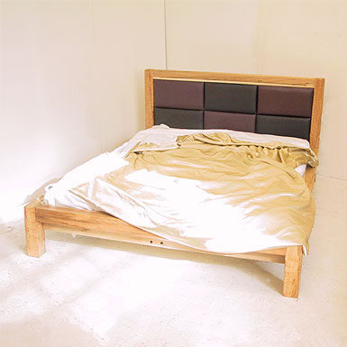Bedroom made of beech bed frame 150. solid timber frame with leather upholstery the wooden  bedstead RSVCFXP
