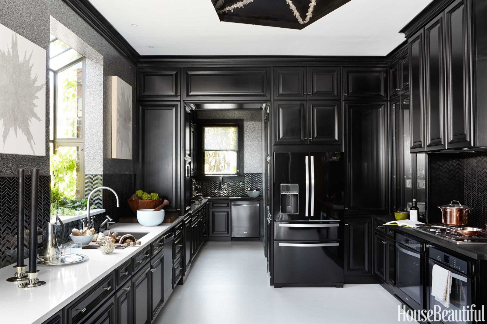 Black Kitchens 11 black kitchens - black cabinet and backsplash ideas HROJWNV