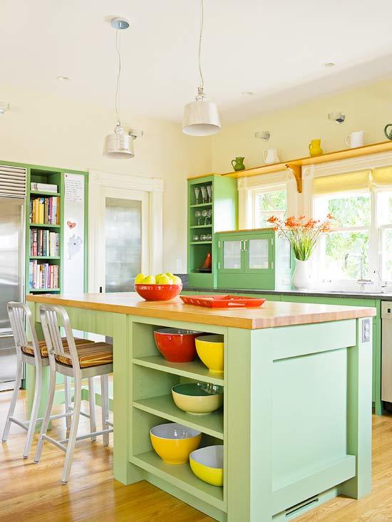 colorful kitchen green kitchen island XPGDCVX