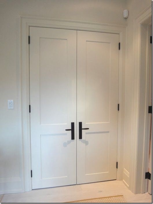 Hinged-door wardrobes pine painted white black hinge and handle. shaker door more JCHYSBY