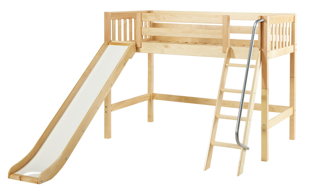Loft beds with slide and ladder maxtrix mid height loft bed w/ angled ladder and slide (full size) TYOPEVM