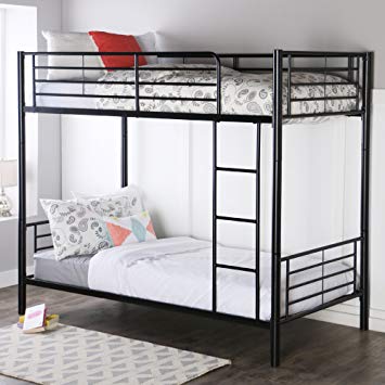 Metal beds in excess length walker edison twin-over-twin metal bunk bed, black BSMLITK
