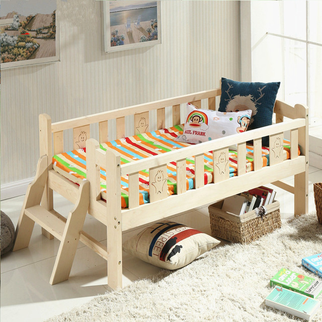 Multifunctional children beds solid wood children bed multifunctional widen child kids wooden bed durable  pine WQEMBBG