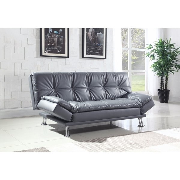 Retro style Sofa beds leather, retro style adjustable sofa bed, gray LOPZUHO