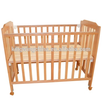 solid wood baby crib foldable solid wooden baby crib with castor FDHOSBA