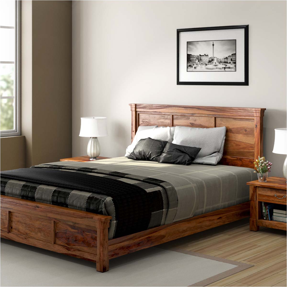 Solid wood beds modern farmhouse rustic solid wood platform bed SSRSWRD