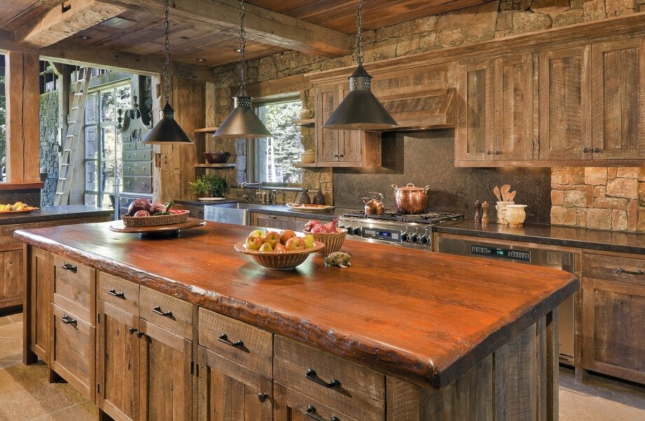 Wood kitchen old wood kitchen island refurnished into modern style VAAMAFG