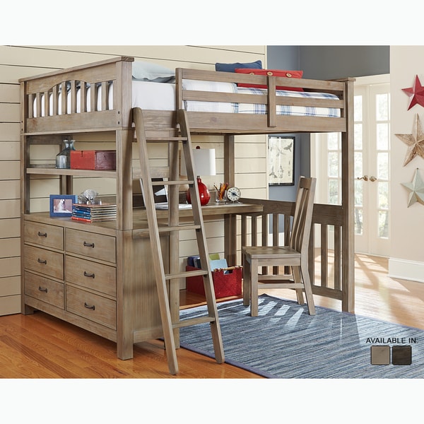 Shop Highlands Collection Driftwood Full-size Loft Bed, Dresser, and