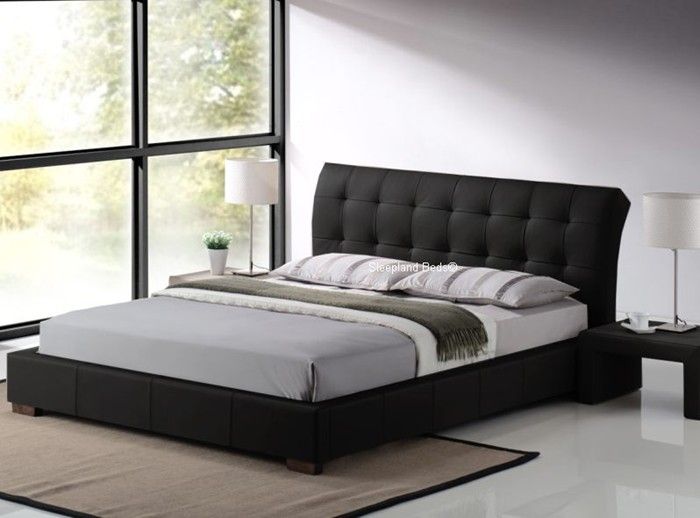 Boston Contemporary Black Faux Leather Bed Frame - 5ft Kingsize | Bedroom  Decor | Bed Frame, Leather bed, Bed