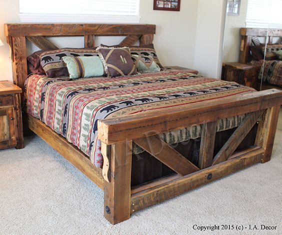 Timber Trestle Bed u2013 Rustic Bed Reclaimed Wood Bed- Barnwood Bed