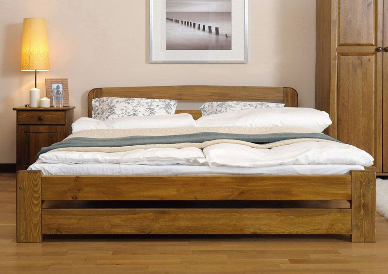 New Solid Wooden King Size Bed Frame ONE Pine Walnut Oak Alder