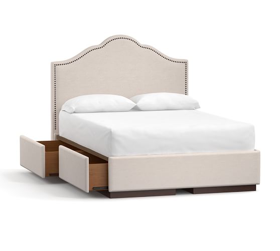 Stylish Bed Frame With Cushioned Headboard Fallon Upholstered