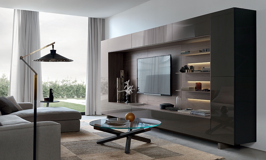 View in gallery Lovely underlit shelves add elegance to the gorgeous wall  unit system