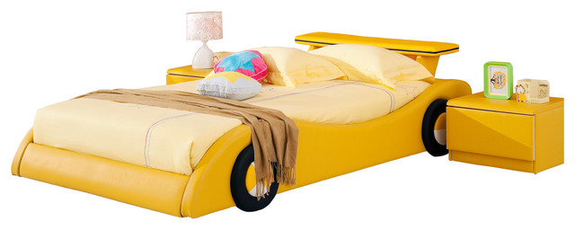 Yellow Leather Rider Kids Car Bed - Contemporary - Kids Beds - by