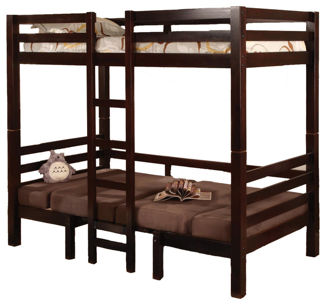 Twin Over Twin Convertible Bunk Loft Bed Youth Bunkbed Table Bench