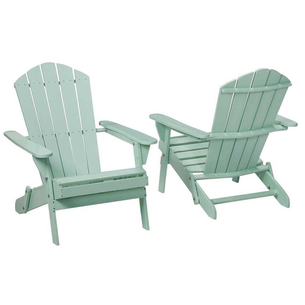 Hampton Bay Mist Folding Outdoor Adirondack Chair (2-Pack)