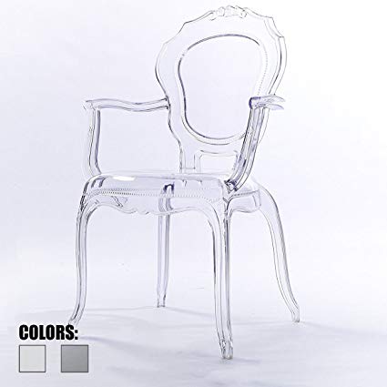 2xhome Clear Modern Ghost Chair Armchair Vanity Dining Room Lounge Crystal  Molded Mirrored Furniture Desk Vanity