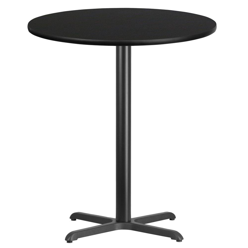 Round Black Laminate Table Top with 30 in. x 30 in. Bar Height Table  Base-XURD36BKT3030B - The Home Depot
