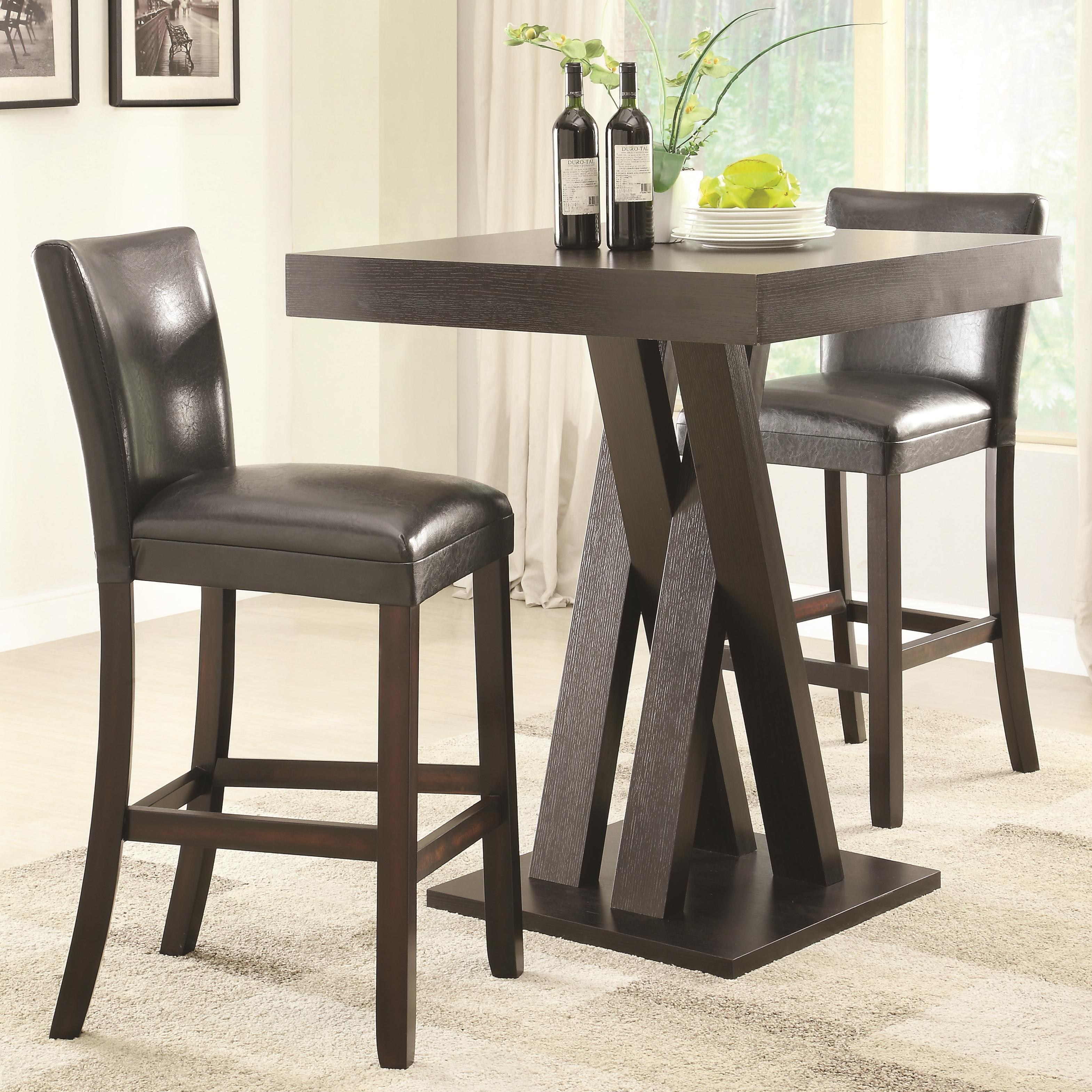 Coaster Bar Units and Bar Tables Three Piece Bar Height Table and Stools  Set | Dunk & Bright Furniture | Pub Table and Stool Sets