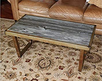 The Barnwood Furniture Co. Authentic Barn Wood & Steel U Leg Coffee Table  (Rusted