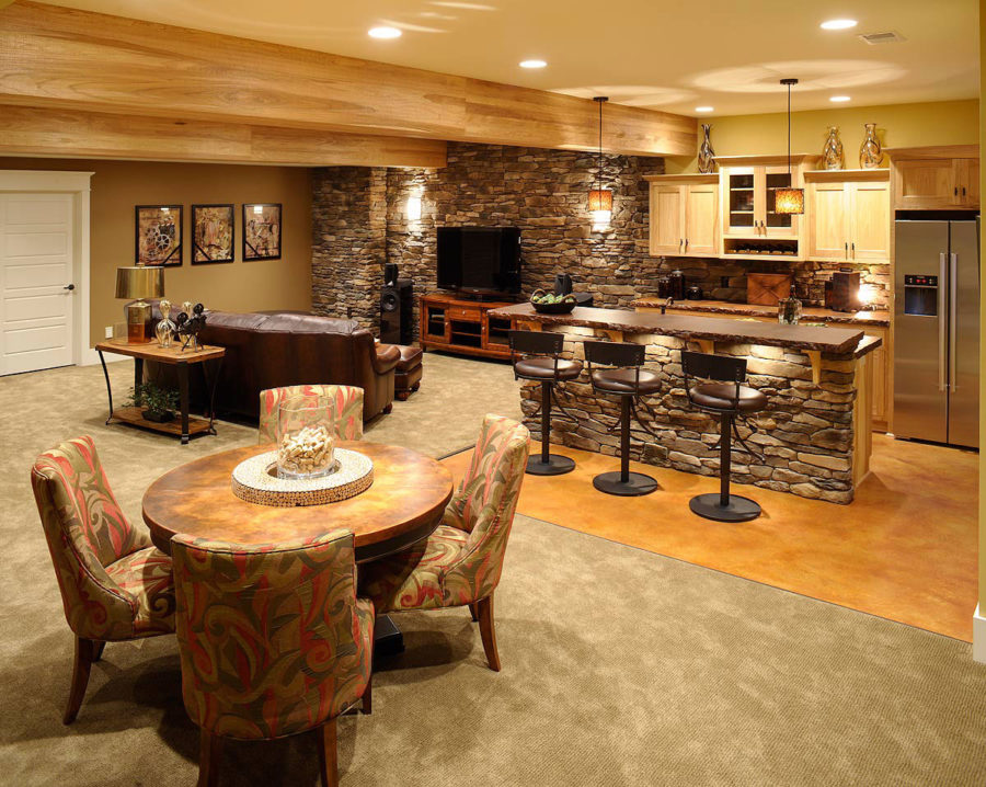 View in gallery stone basement bar design 900x718 These 15 Basement Bar  Ideas Are Perfect For the Man Cave