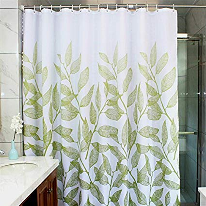 MangGou Leaves Fabric Shower Curtain,Waterproof Polyester Bathroom Curtain,Decorative  Shower Curtain Liner with