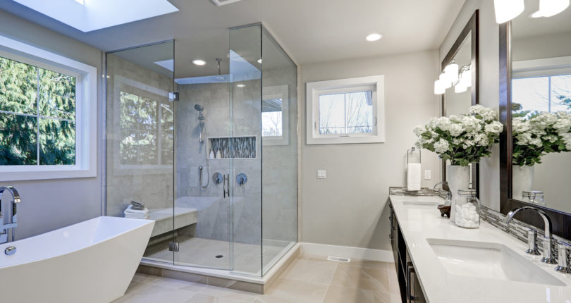 Bigstock Spacious Bathroom In Gray Tone X Contemporary Art Sites Beautiful  Bathroom Design