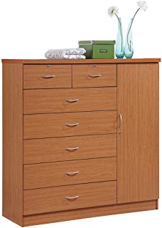Hodedah 7 Drawer Jumbo Chest, Five Large Drawers, Two Smaller Drawers with  Two Lock
