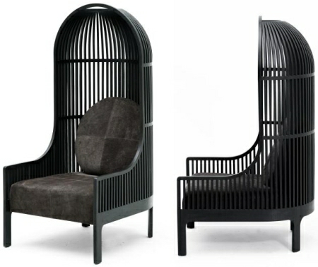 In the case of this sumptuous armchair, the inspiration came from a simple  bird cage.