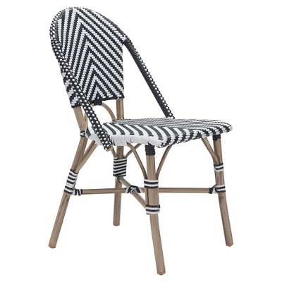 Stackable 2pk Weather Resistant Bistro Chair - Black/White - ZM Home