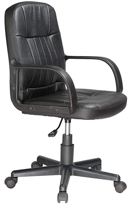 Comfort Products Mid-Back Leather Office Chair, Black