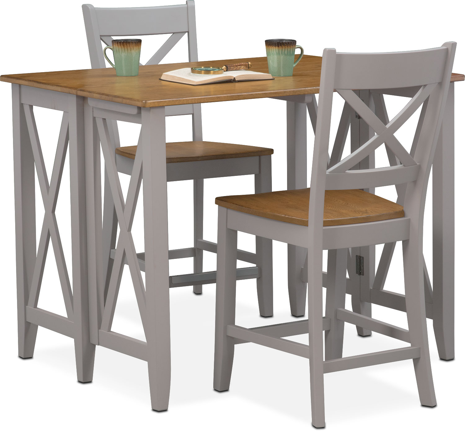 Dining Room Furniture - Nantucket Breakfast Bar and 2 Counter-Height Side  Chairs - Oak