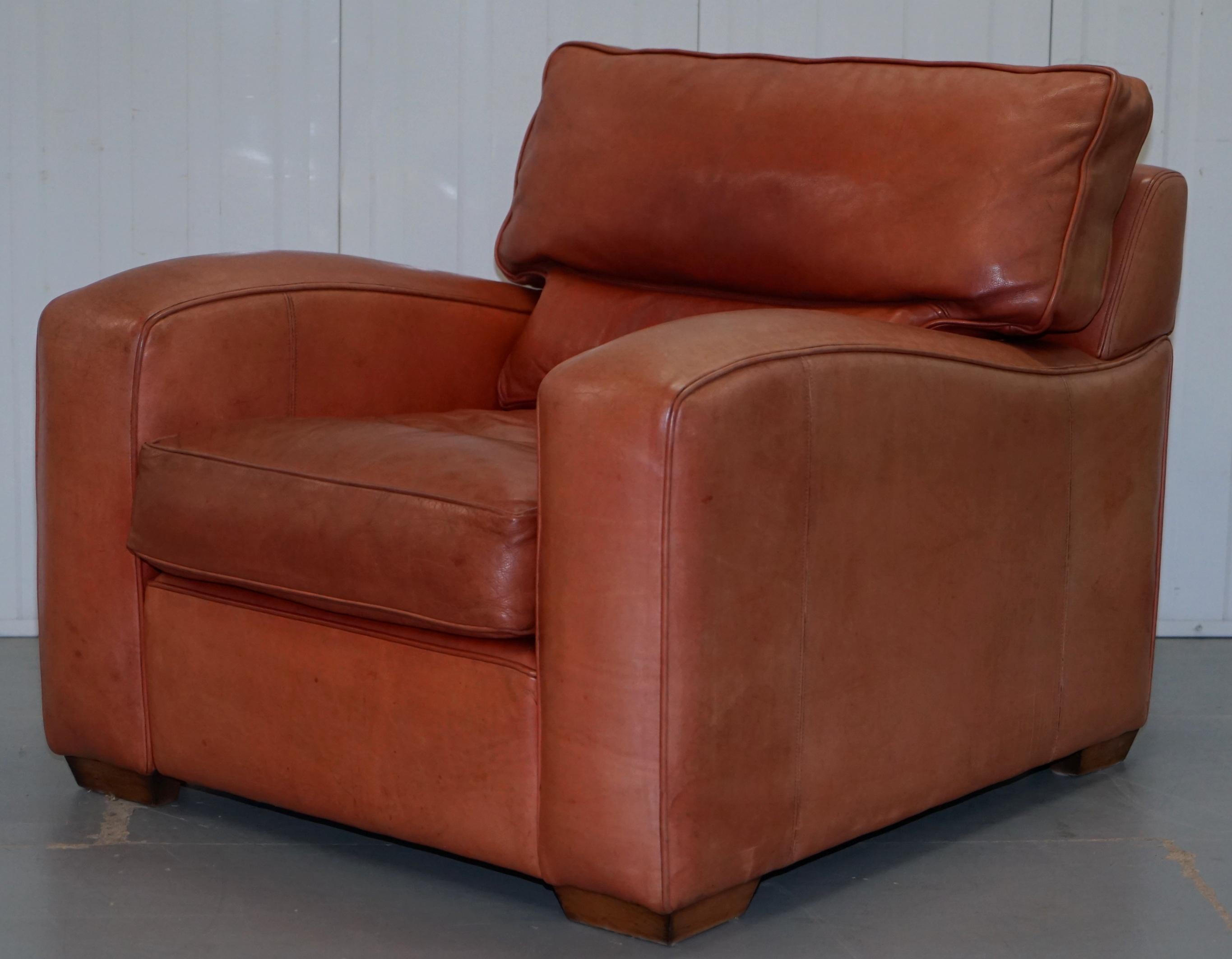 Duresta Panther Brown Leather Armchair and Oversized Plantation