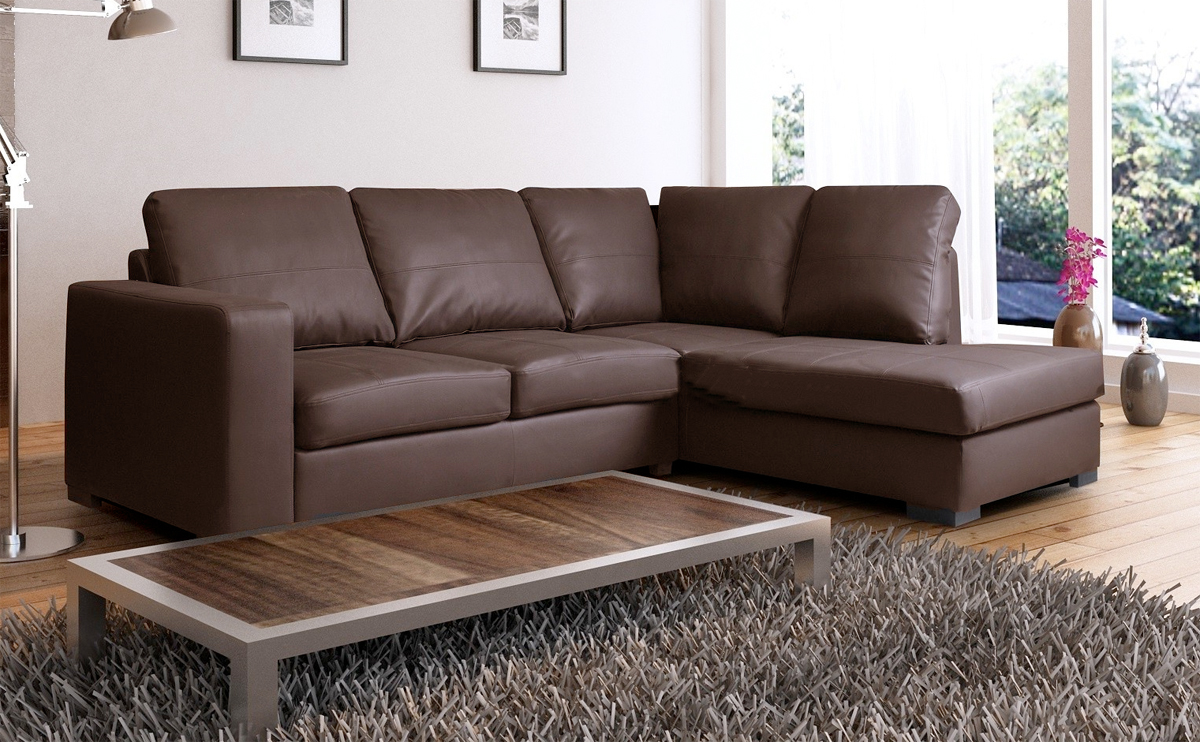 Leather Corner Sofa Brown