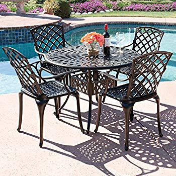 Best Choice Products 5-Piece Cast Aluminum Patio Dining Set w/ 4 Chairs,