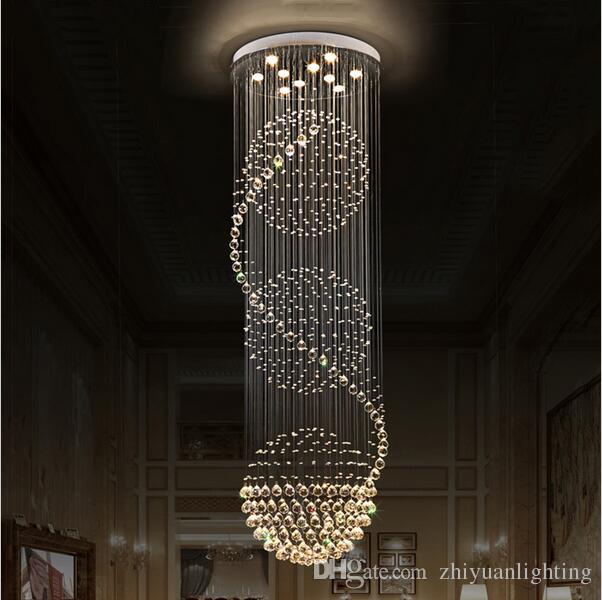 LED Crystal Chandeliers Lights Stairs Hanging Light Lamp Indoor Lighting  Decoration With D70CM H200CM Chandelier Light Fixtures Chandelier For  Dining Room