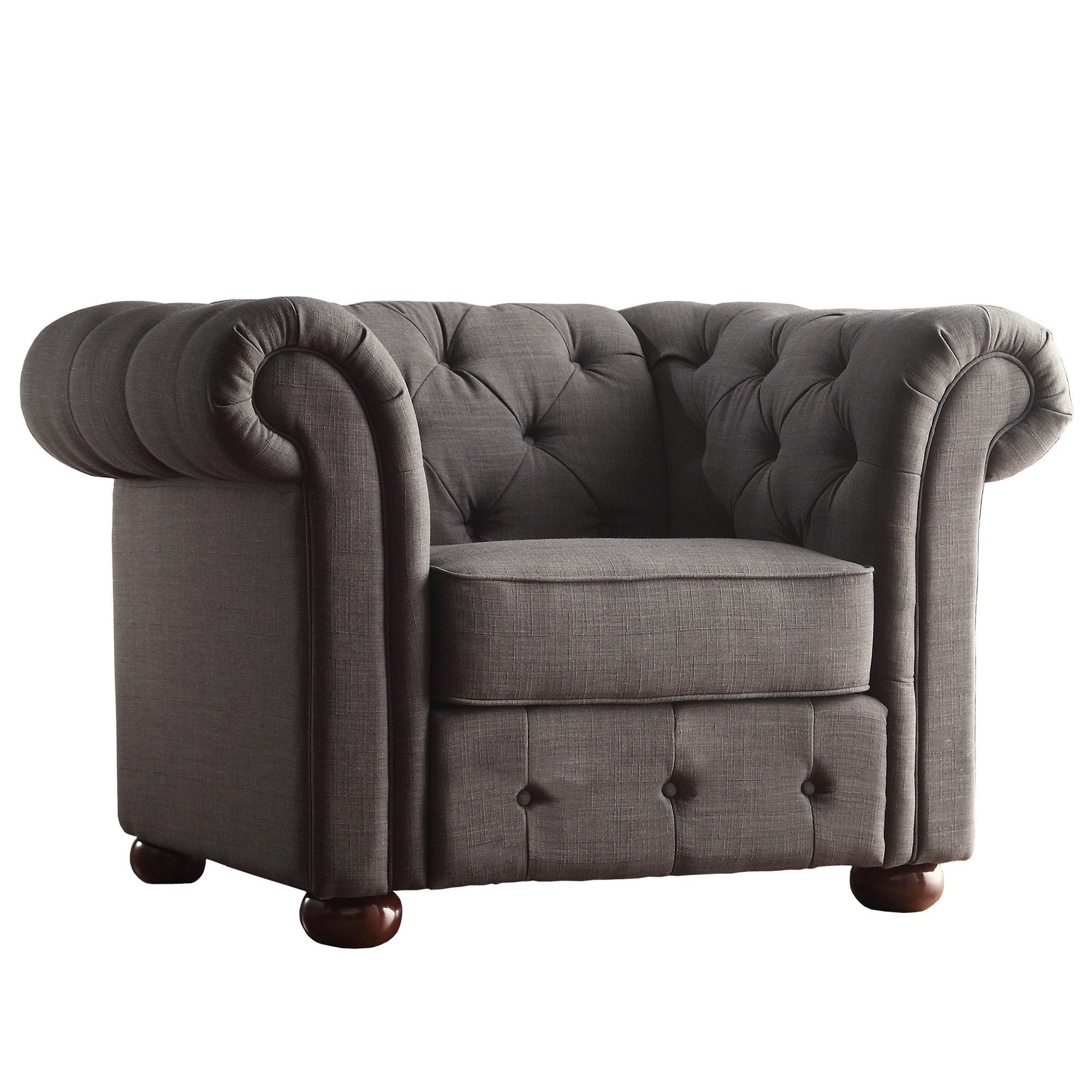 Shop Knightsbridge Linen Tufted Scroll Arm Chesterfield Chair by iNSPIRE Q  Artisan - On Sale - Free Shipping Today - Overstock - 9242321