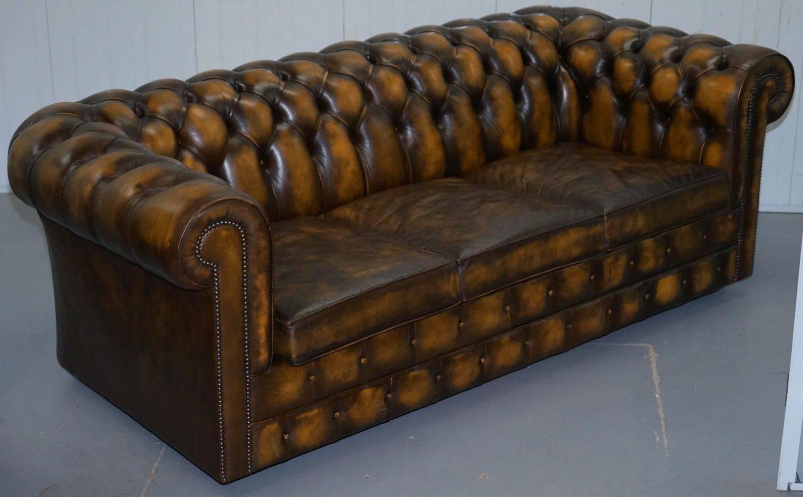 We are delighted to offer for sale this substantial Mill Brook Furnishings  hand dyed aged brown