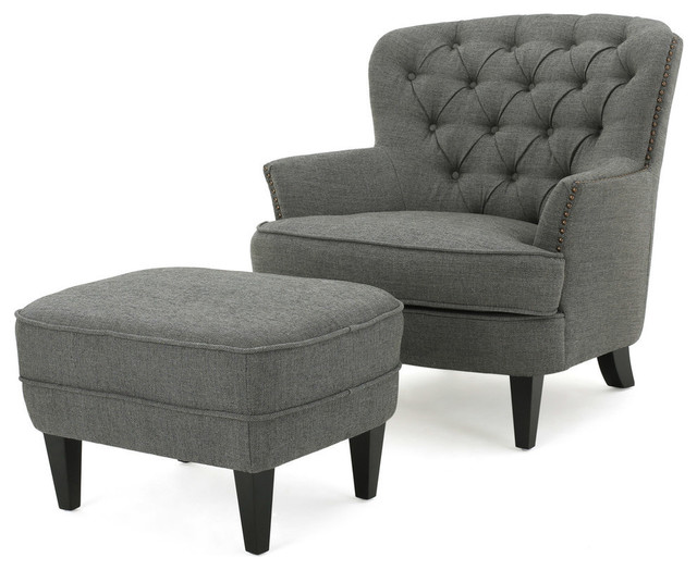 Teton Gray Fabric Club Chair and Ottoman - Transitional - Armchairs And  Accent Chairs - by GDFStudio
