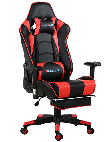 Big Gaming Chair Ergonomic Racing Computer Chair with Footrest,Red/Black by  Storm Racer