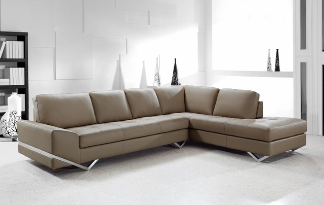 Contemporary Sectional Sofa in Latte Leather modern-living-room