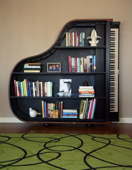 Piano & books. Could there be a better combination?? Love this! Now i just  need a big enough wall to hang it on.