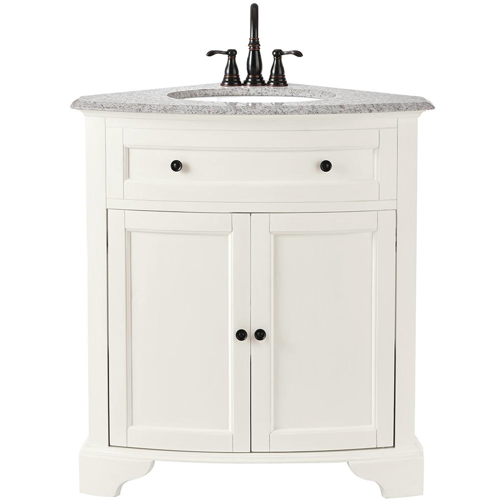 Home Decorators Collection Hamilton 31 in. W x 23 in. D Corner Bath Vanity  in Ivory with Granite Vanity Top in Grey-10809-CS30H-DW - The Home Depot